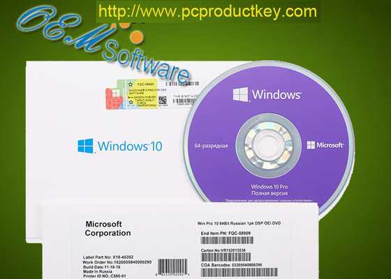 Paquete del OEM de Windows 10 de la etiqueta engomada del Coa del DVD del ms Global favorable