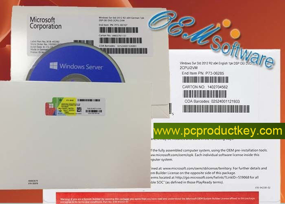 Licencia dominante al por menor estándar de la llave del producto del paquete del OEM de la caja del DVD R2 de Windows Server 2012
